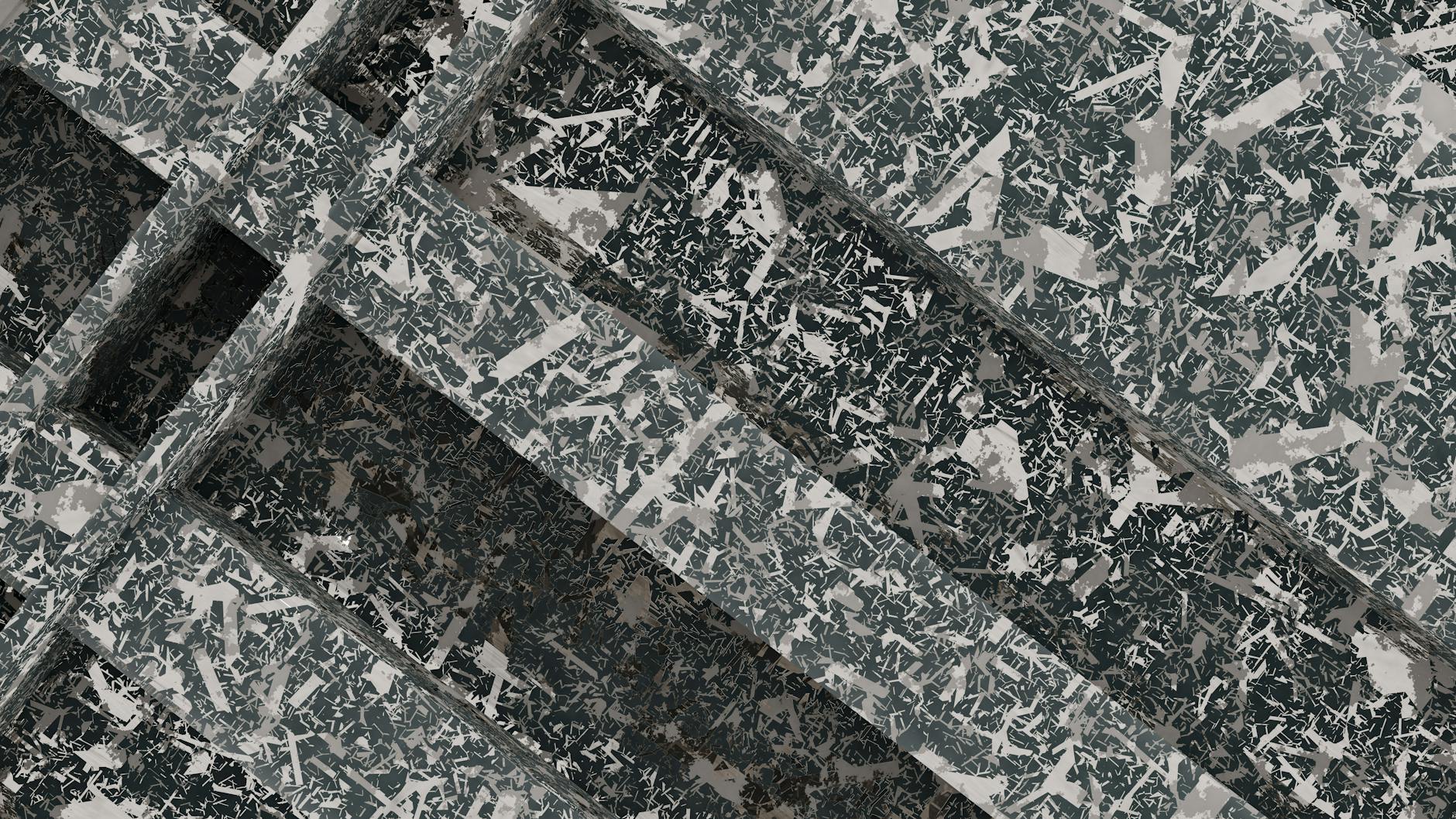 Digital abstract design featuring a textured geometric pattern with layered surfaces.