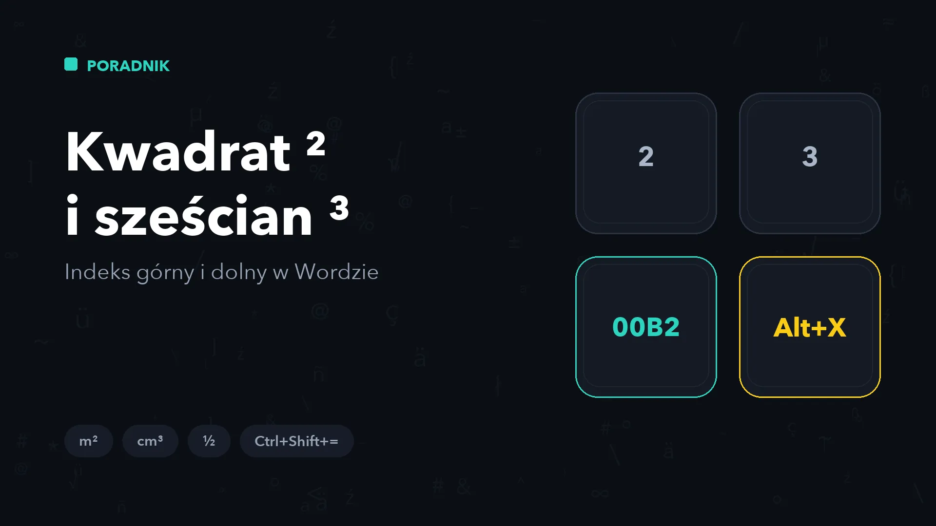 Kwadrat ² na klawiaturze – indeks górny i dolny, m² i m³